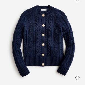 J Crew navy cable knit cardigan